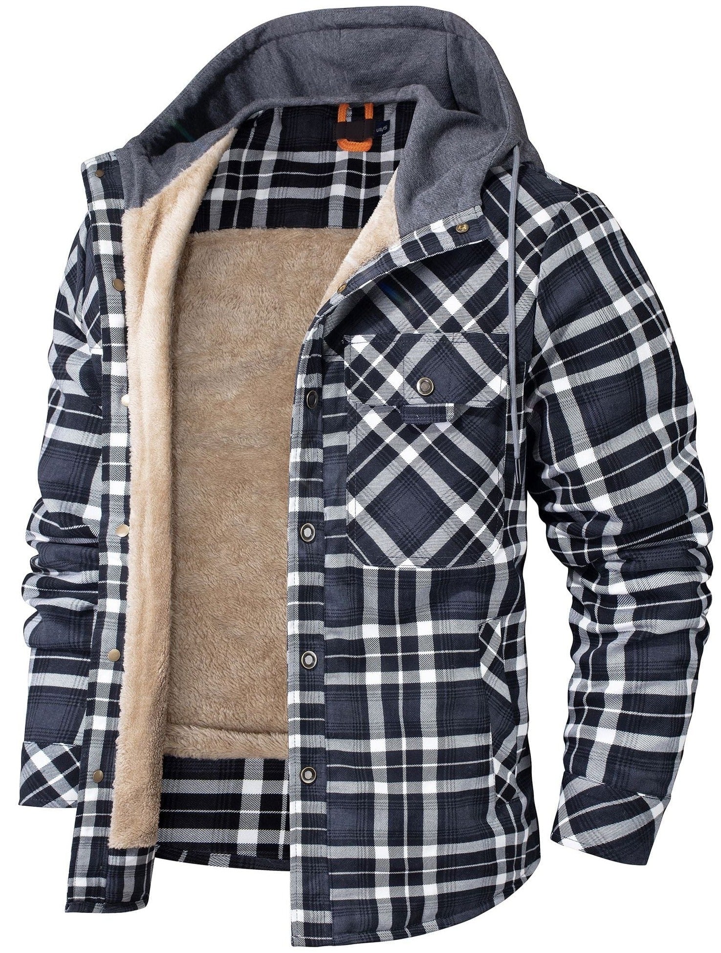 Herren Winterjacke Kariert Mit Kapuze | Warm