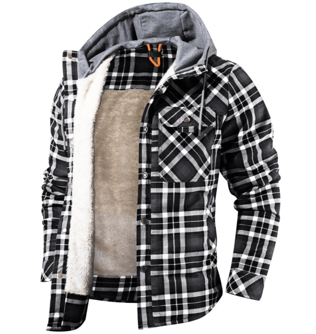 Herren Winterjacke Kariert Mit Kapuze | Warm
