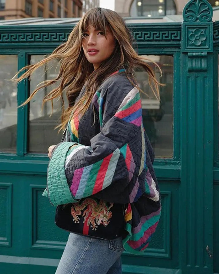 Leichte Damen Übergangsjacke Mit Muster | Kurz