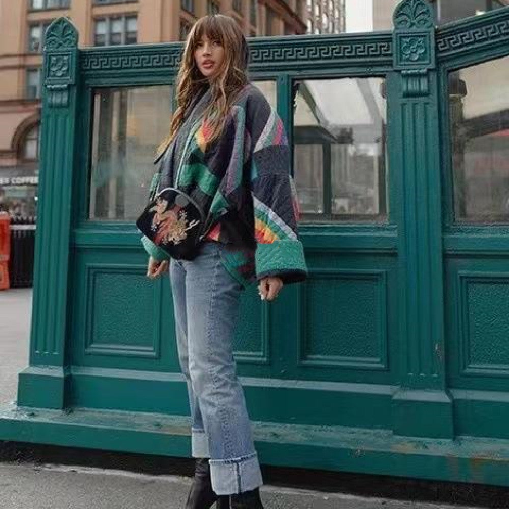 Leichte Damen Übergangsjacke Mit Muster | Kurz