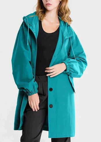 Leichte Regenjacke Damen Mit Kapuze Und Gummizug | Lang