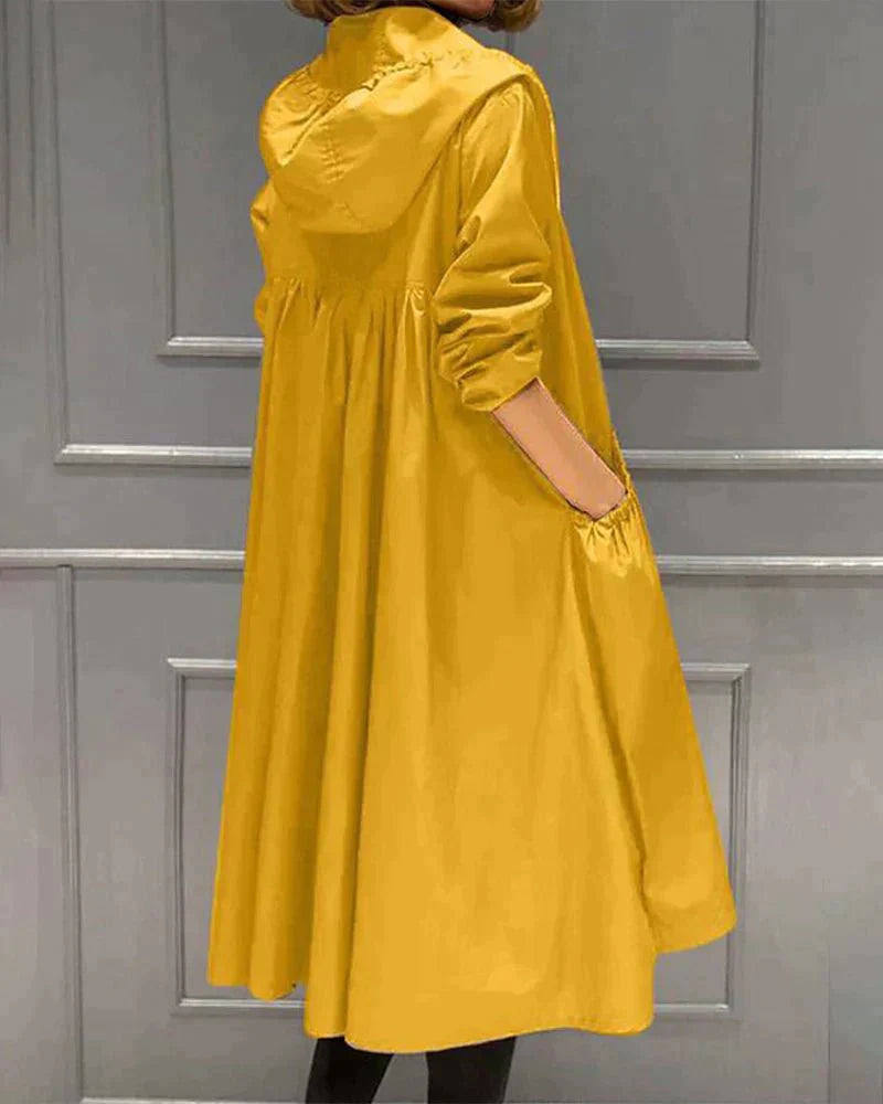 Leichte Regenjacke Damen Trenchcoat Mit Kapuze | Lang