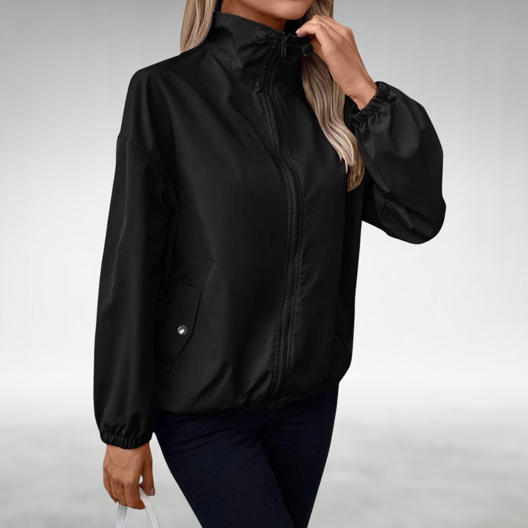 Leichte Übergangsjacke Damen Mit Stehkragen Und Zipper | Windbreaker