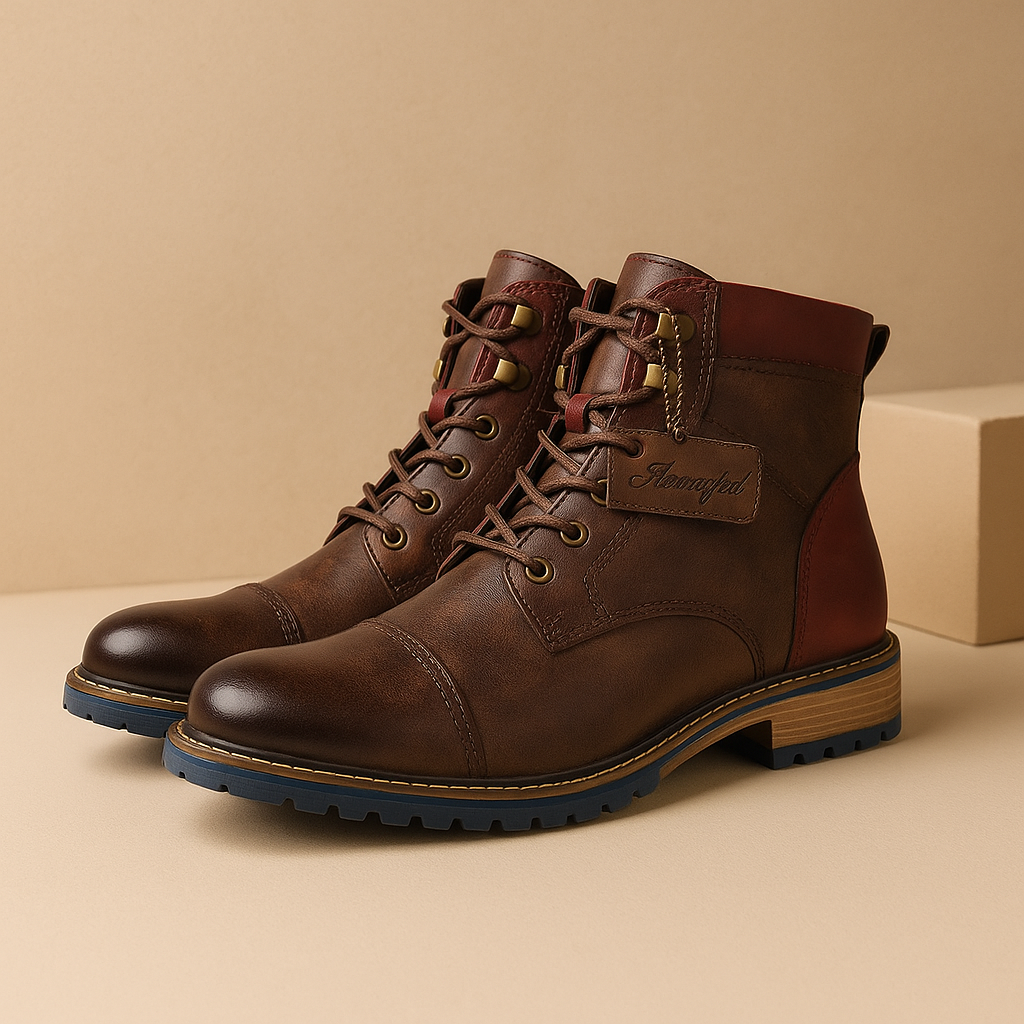 Lester - Lederstiefel mit robuster Profilsohle und Vintage-Design