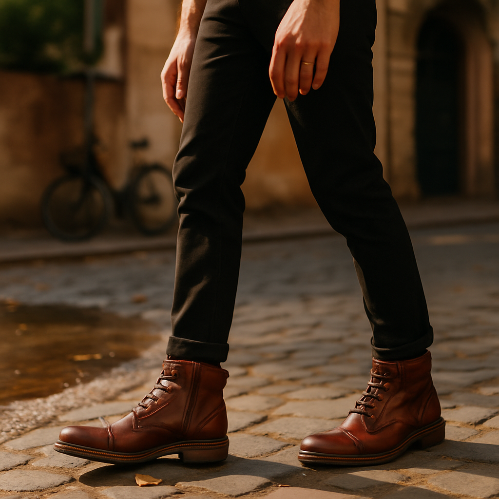 Lester - Lederstiefel mit robuster Profilsohle und Vintage-Design