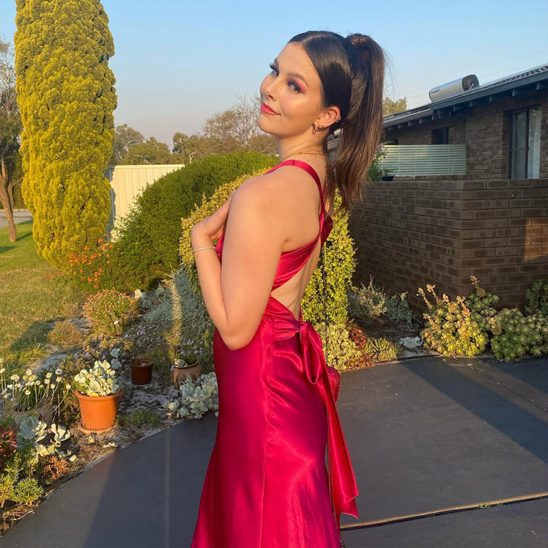 Lina | Damen Satin Maxikleid | Elegant