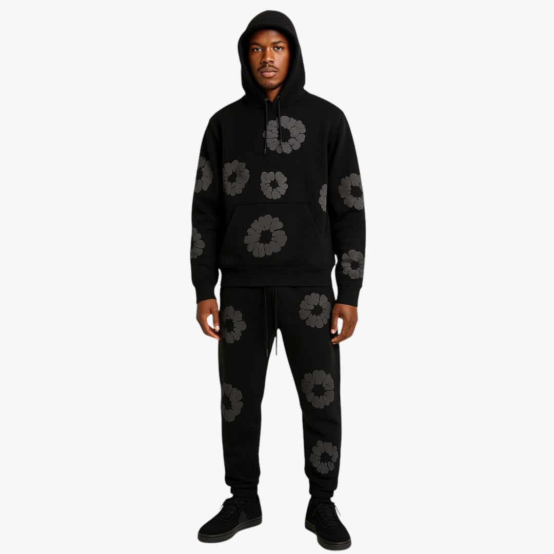 Moderner Unisex Loungewear Set Mit Blumenprint | Hose