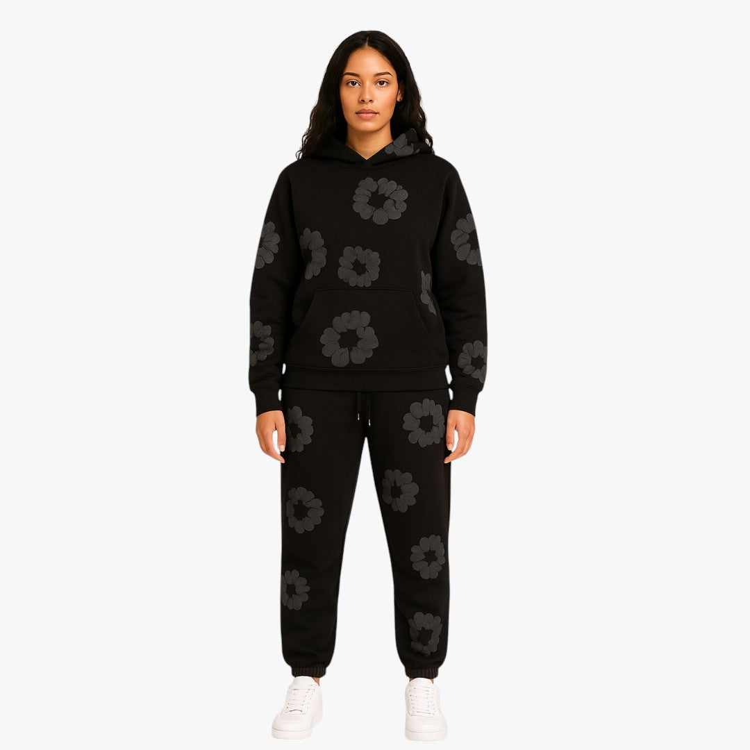 Moderner Unisex Loungewear Set Mit Blumenprint | Hose