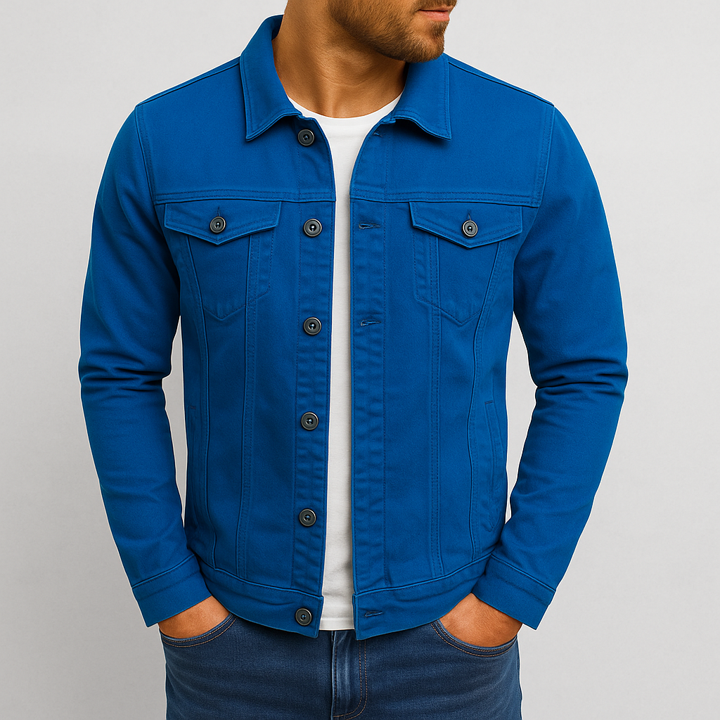 Nico - Ανδρικό Τζιν Μπουφάν Slim-Fit με Κλασικό Γιακά