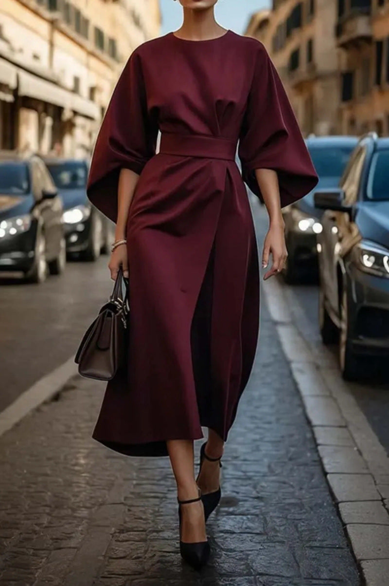 Aurevique - Vestido midi estructurado con mangas amplias