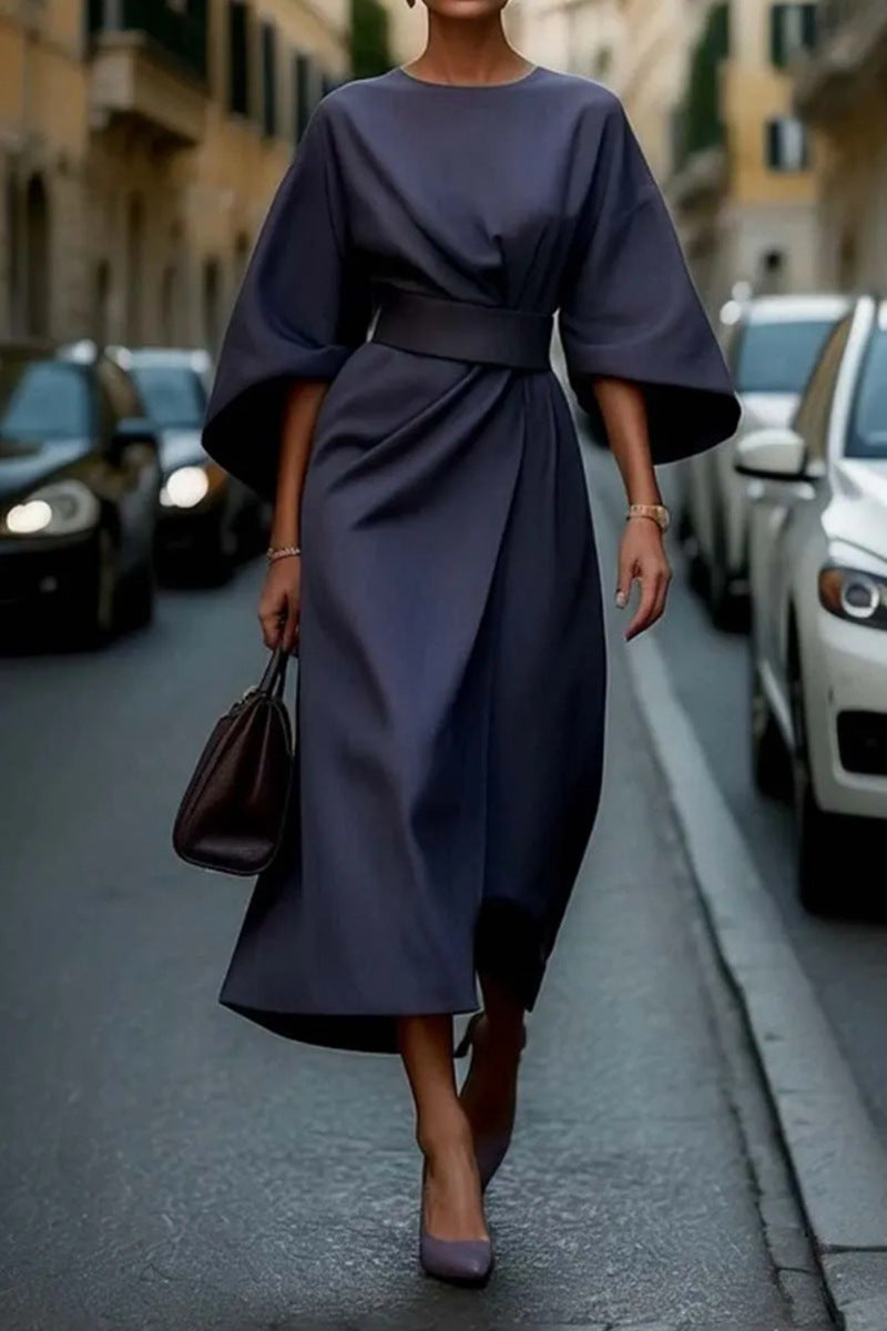 Aurevique - Vestido midi estructurado con mangas amplias