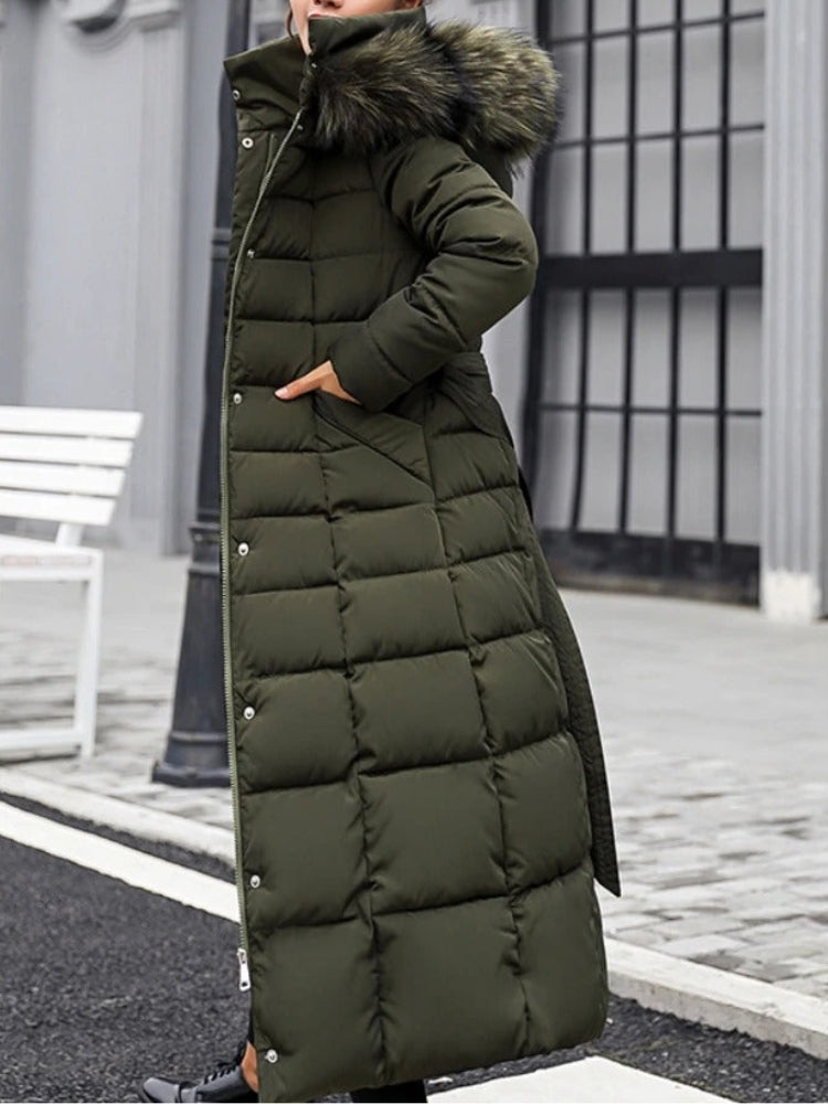 Parka Damen Mit Kapuze Und Bindegürtel | Lang Winter