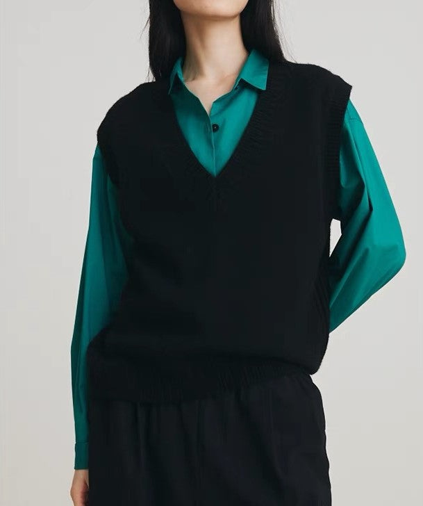 Pullunder Damen Oversize Mit V-Ausschnitt | Lagenlook