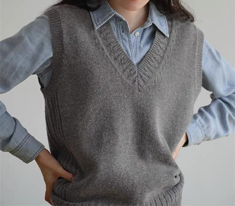 Pullunder Damen Oversize Mit V-Ausschnitt | Lagenlook