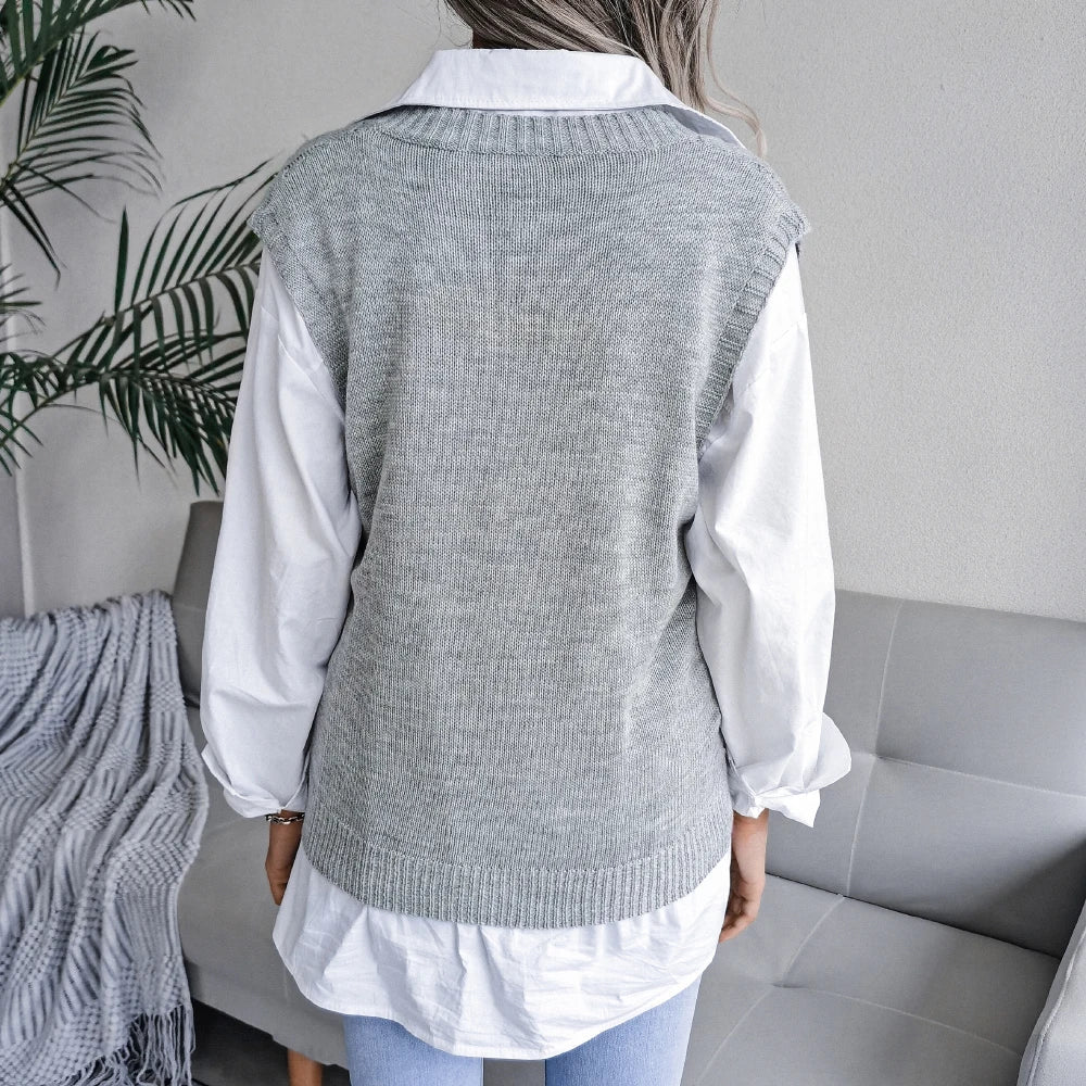 Pullunder Damen Oversize Mit V-Ausschnitt | Muster
