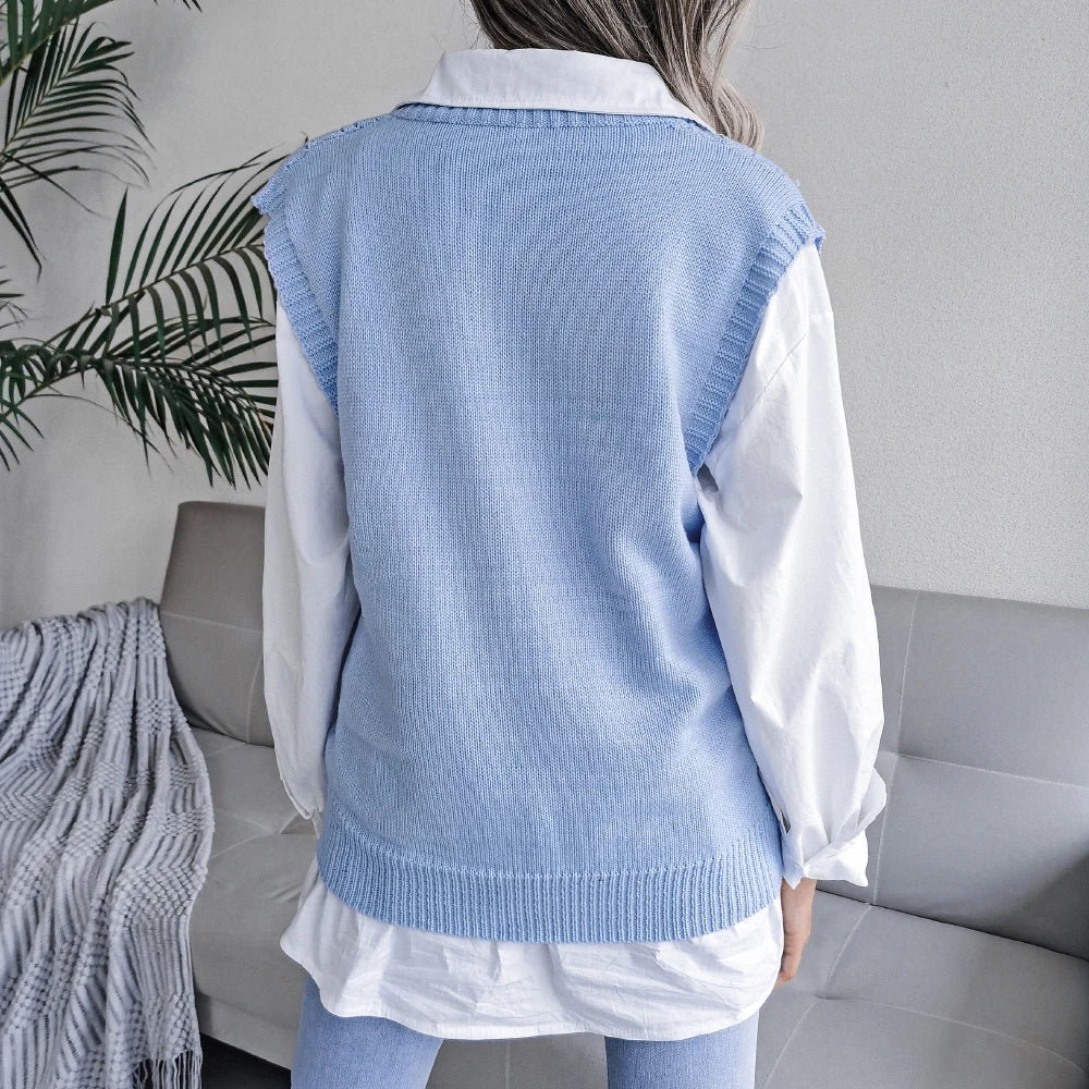 Pullunder Damen Oversize Mit V-Ausschnitt | Muster