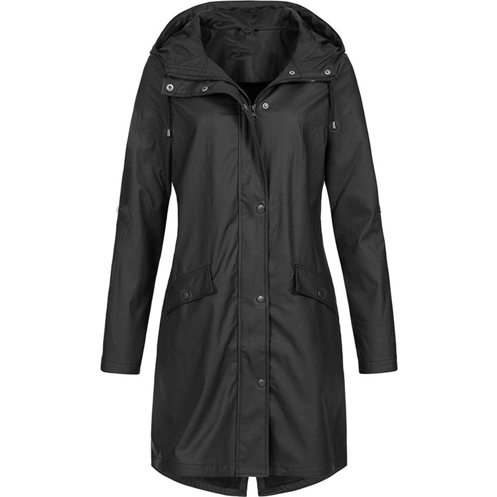 Regenjacke Damen Mit Kapuze Und Taschen | Lang
