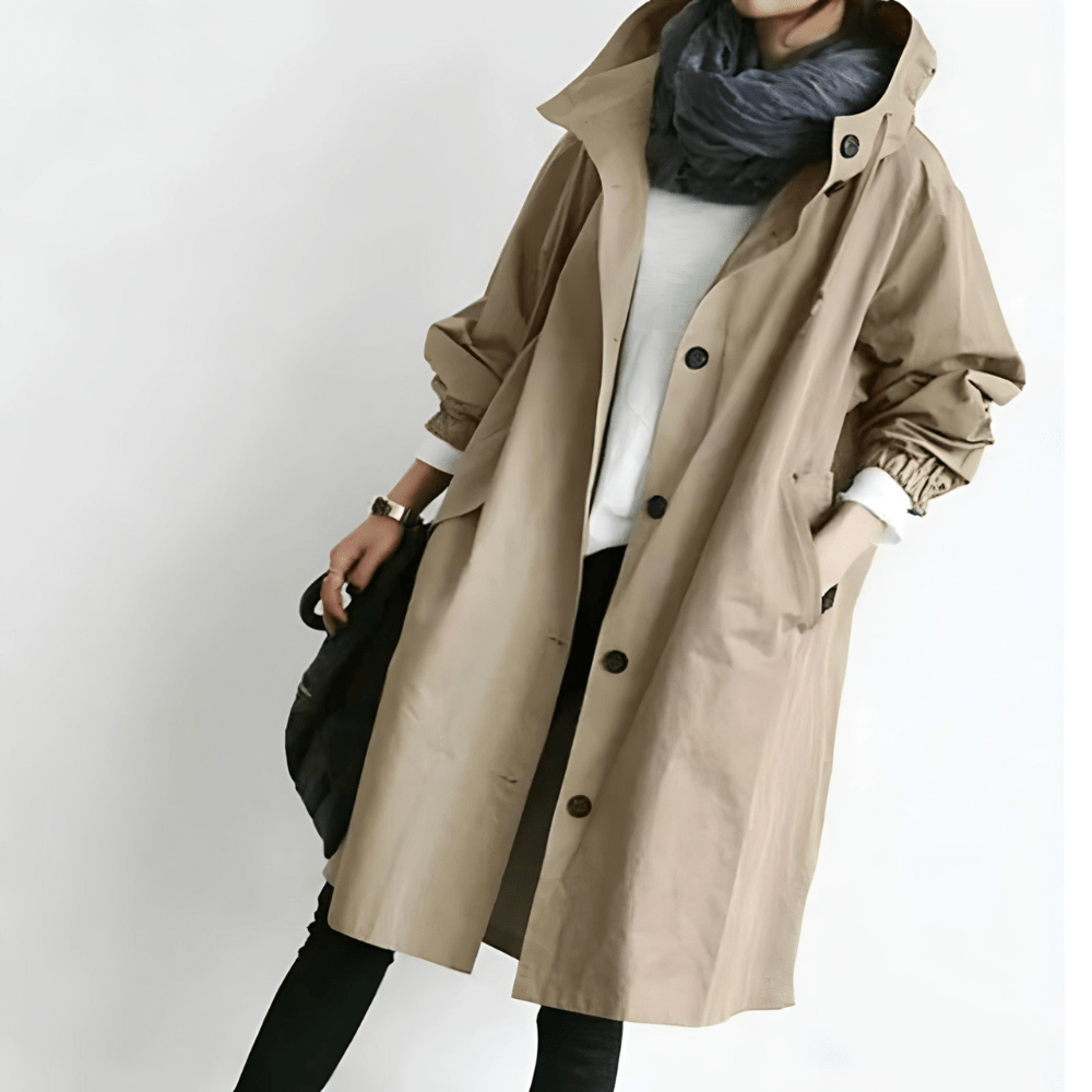 Regenjacke Damen Trenchcoat Mit Kapuze | Lang