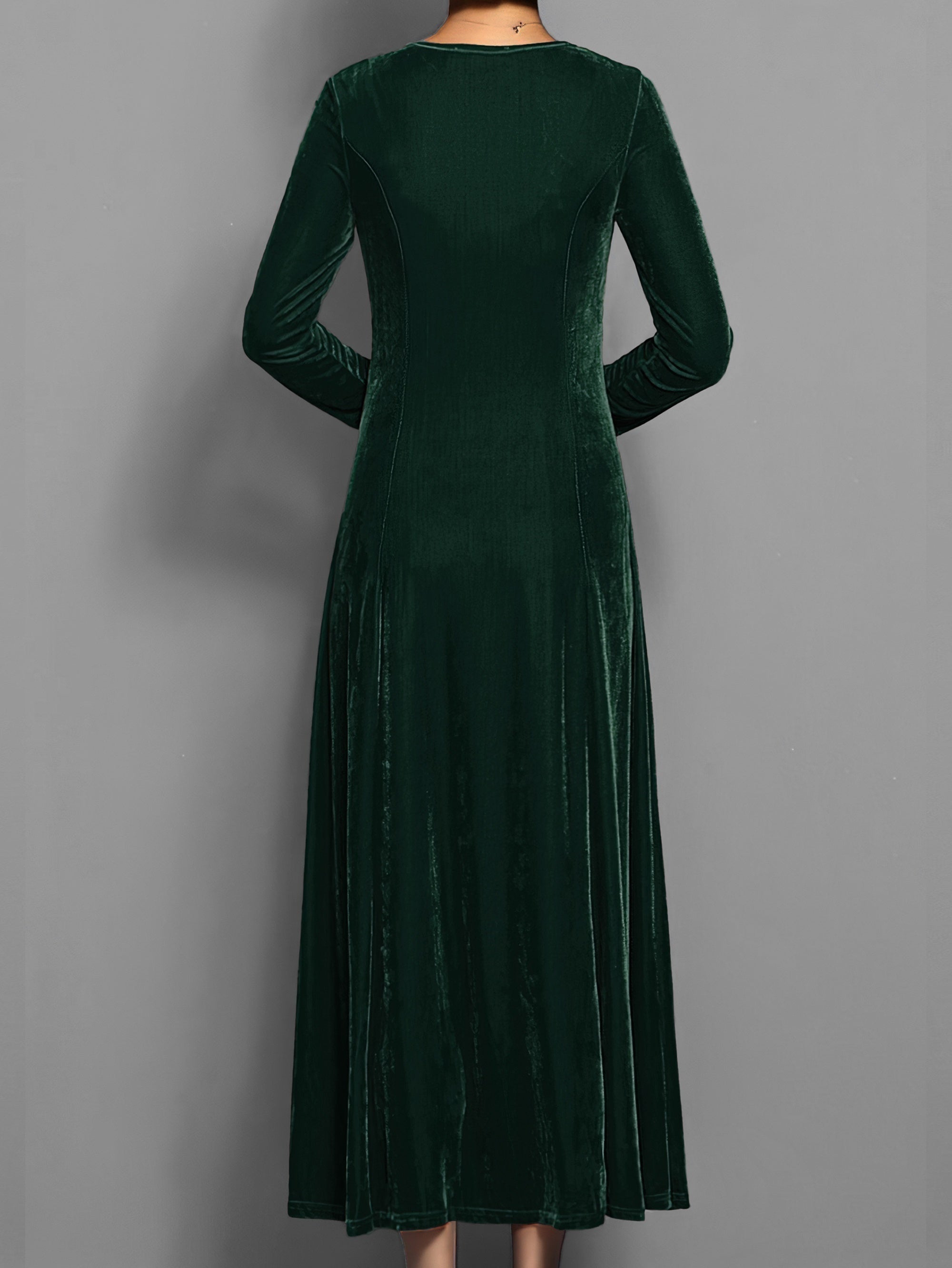 Samtkleid Damen Langarm | Elegantes Maxi Abendkleid