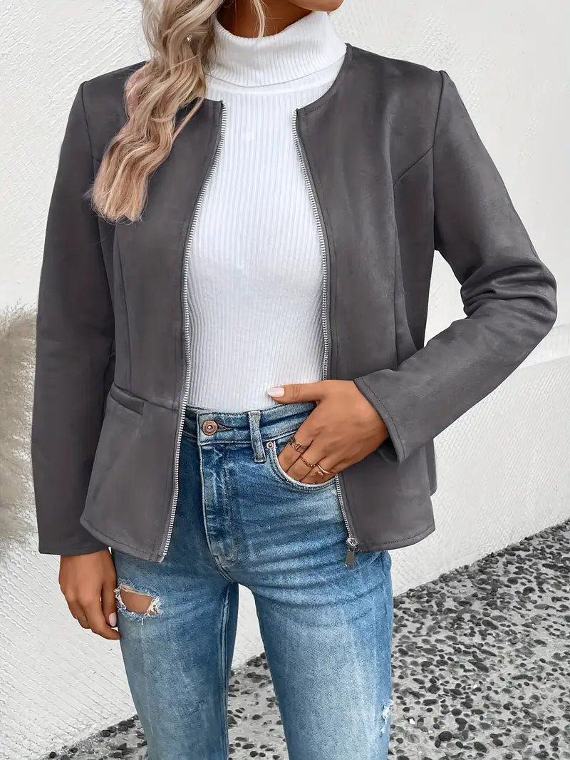 Softshell Übergangsjacke Damen Mit Zipper Und Taschen | Chic