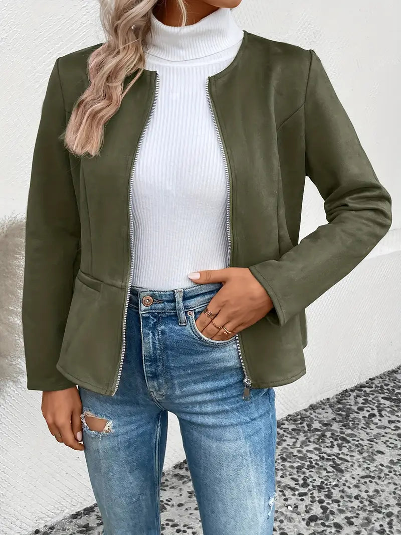 Softshell Übergangsjacke Damen Mit Zipper Und Taschen | Chic