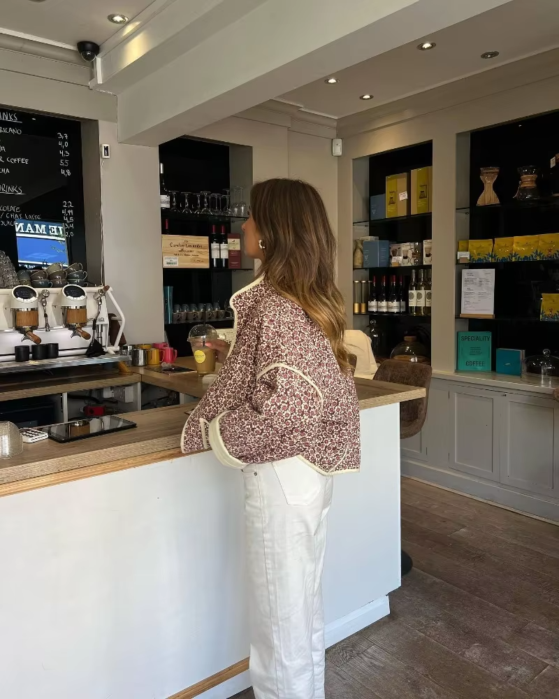 Stepp Übergangsjacke Damen Mit Blumenmuster | Kurz