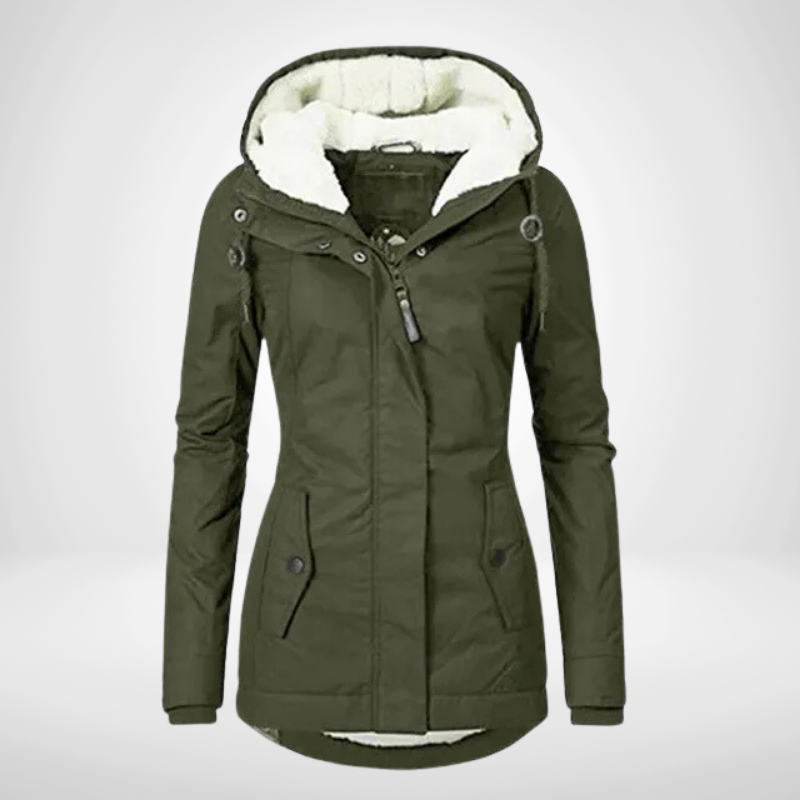 Warme Regenjacke Damen Jacke Mit Kapuze Und Taschen | Lange