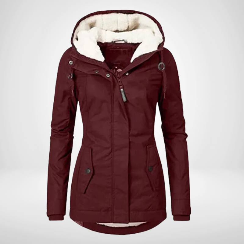 Warme Regenjacke Damen Jacke Mit Kapuze Und Taschen | Lange