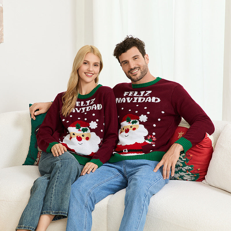 Weihnachtspullover Familie Mit Santa Motiv | Warm Strick