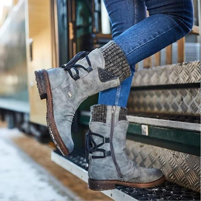 Winter Damen Schneestiefel Mit Schnürung | Hohe