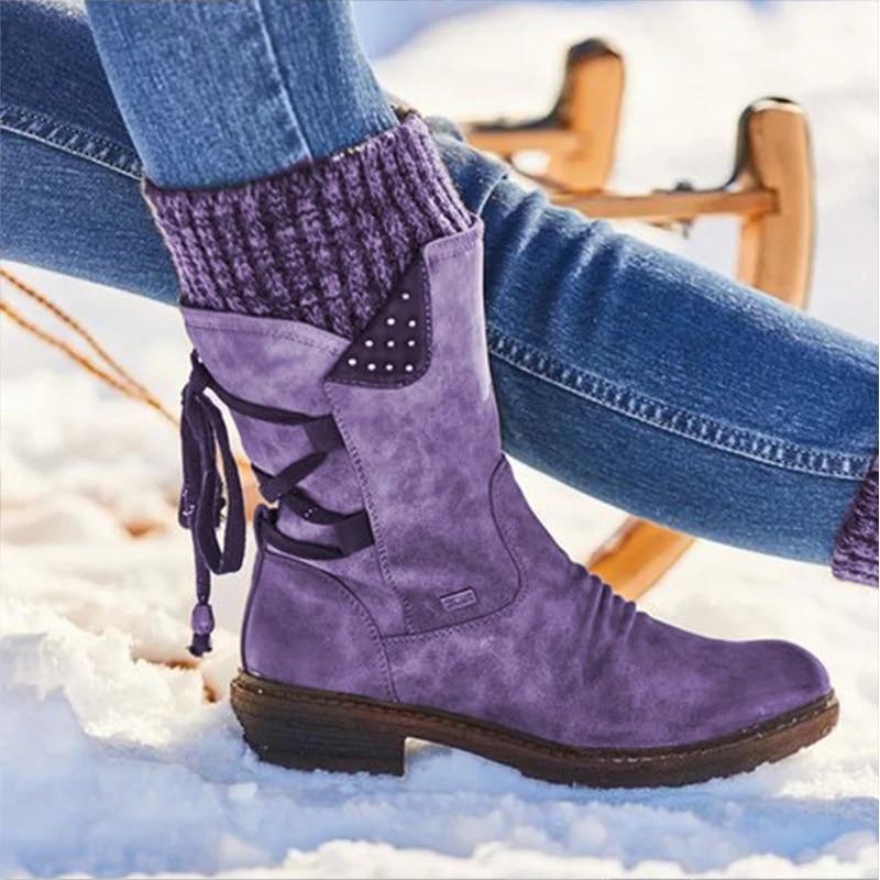Winter Damen Schneestiefel Mit Schnürung | Hohe