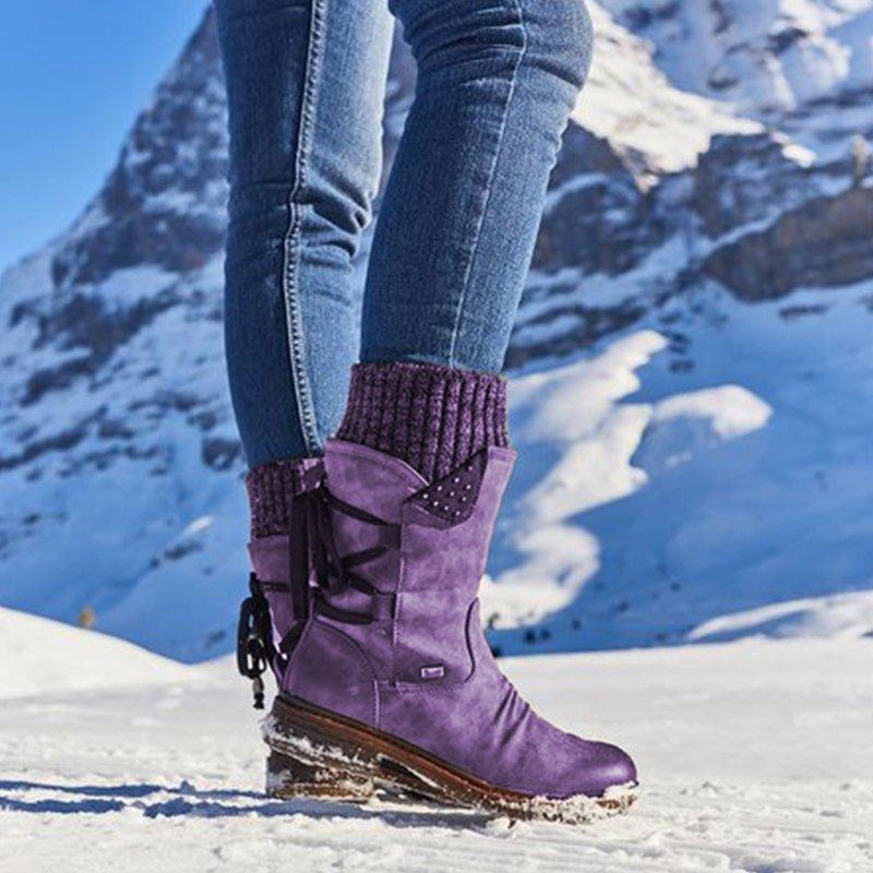 Winter Damen Schneestiefel Mit Schnürung | Hohe