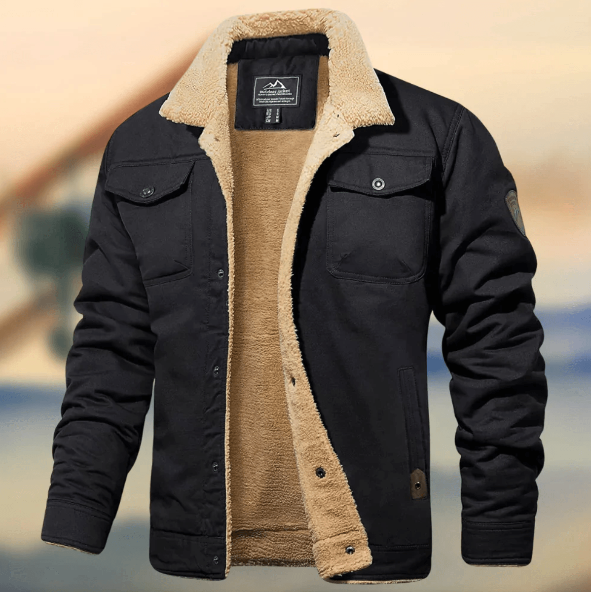 Winter Herren Fleece Winterjacke Mit Taschen & Kragen | Warm