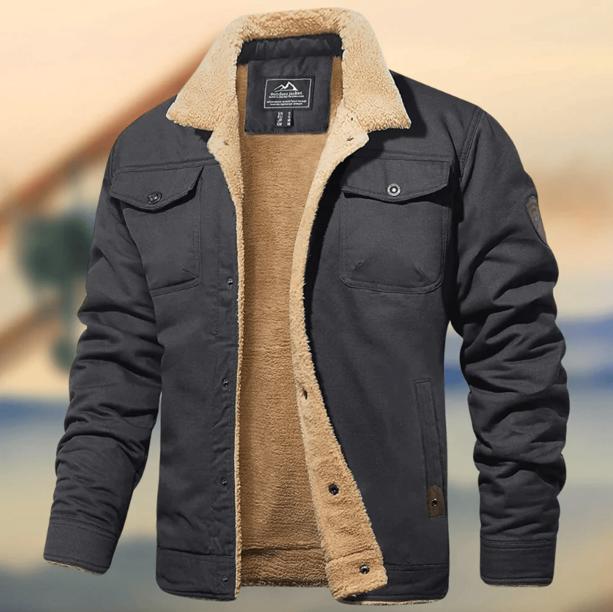 Winter Herren Fleece Winterjacke Mit Taschen & Kragen | Warm