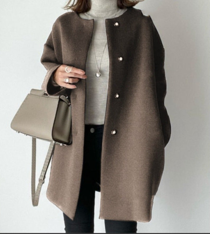 Winterjacke Damen Mantel Mit Knöpfen & Rundhals | Oversize