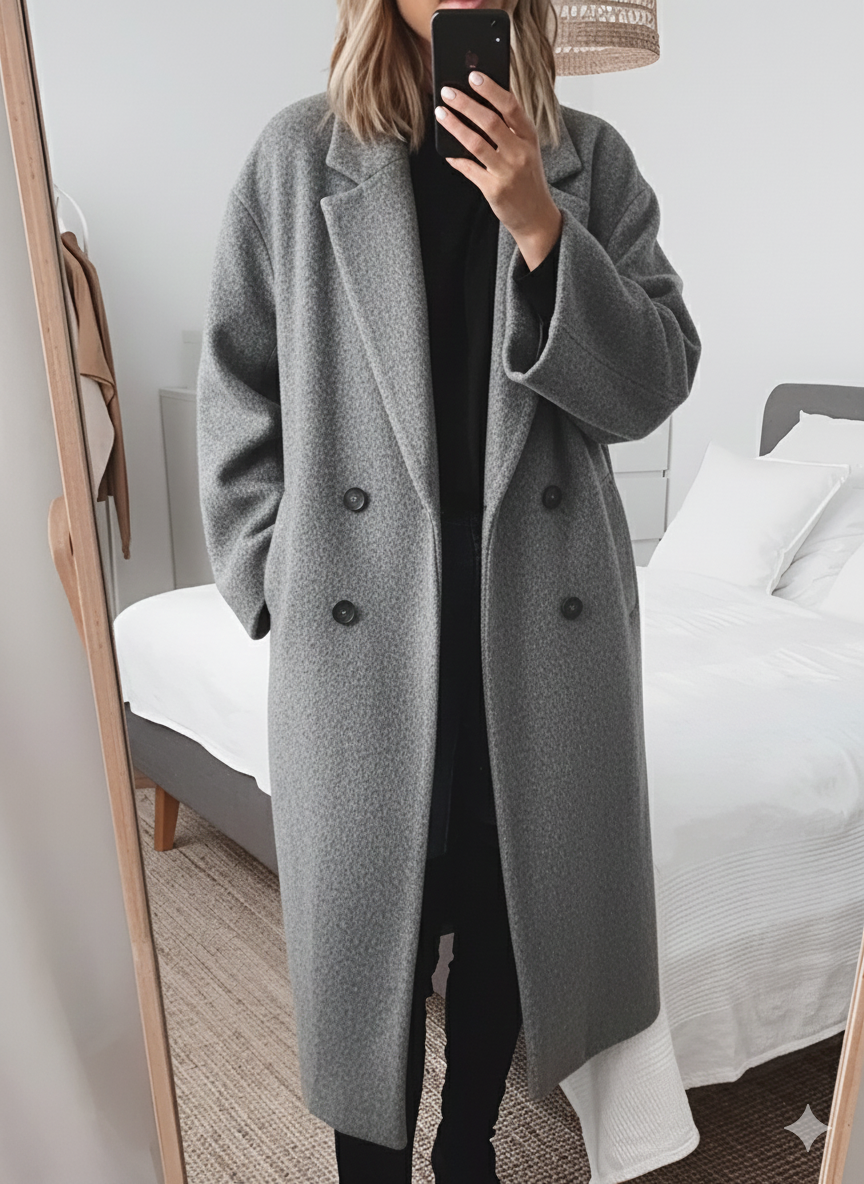 Winterjacke Damen Mantel Mit Reverskragen & Oversize Fit | Lang