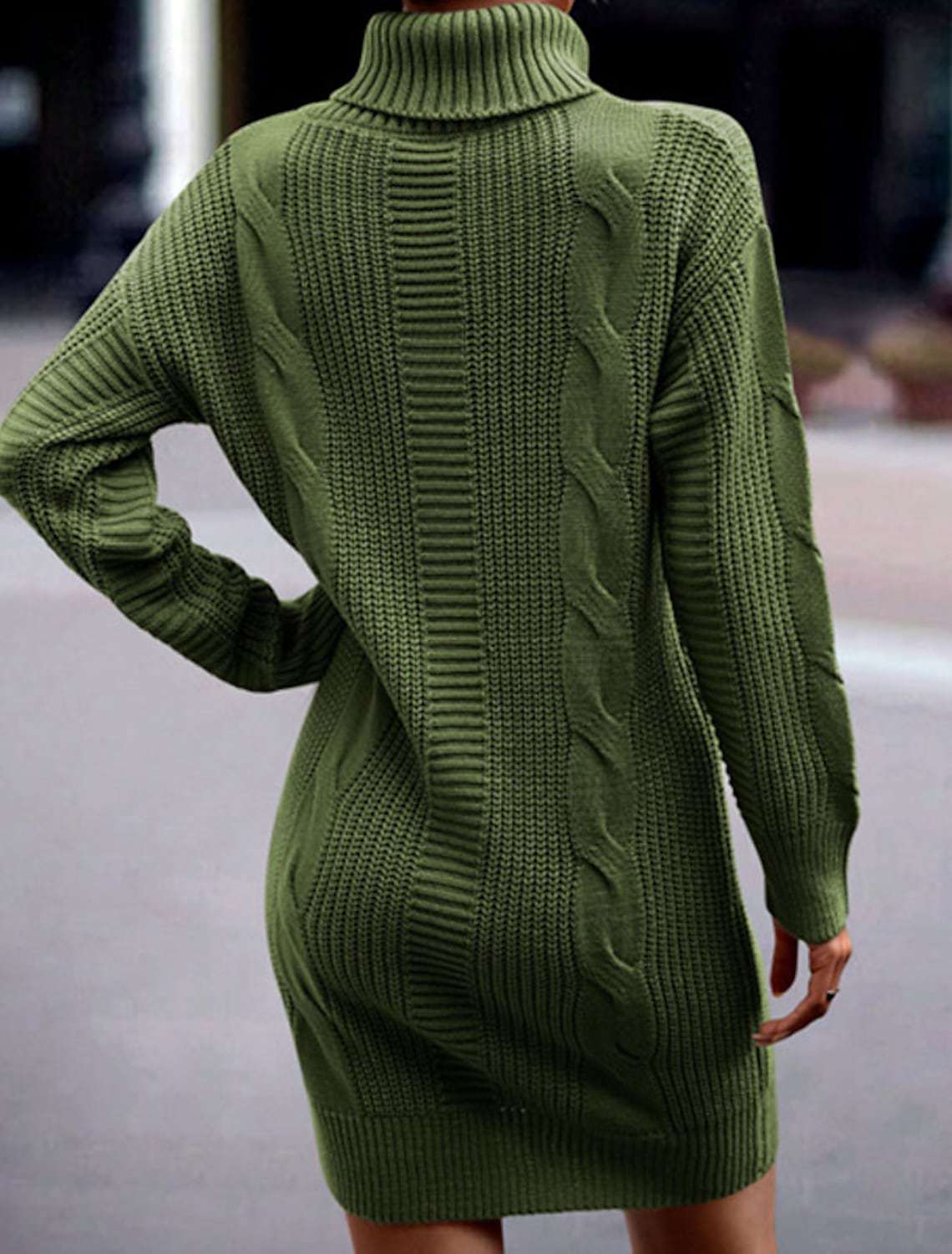 Winterkleider Damen Mit Rollkragen Und Zopfmuster | Mini