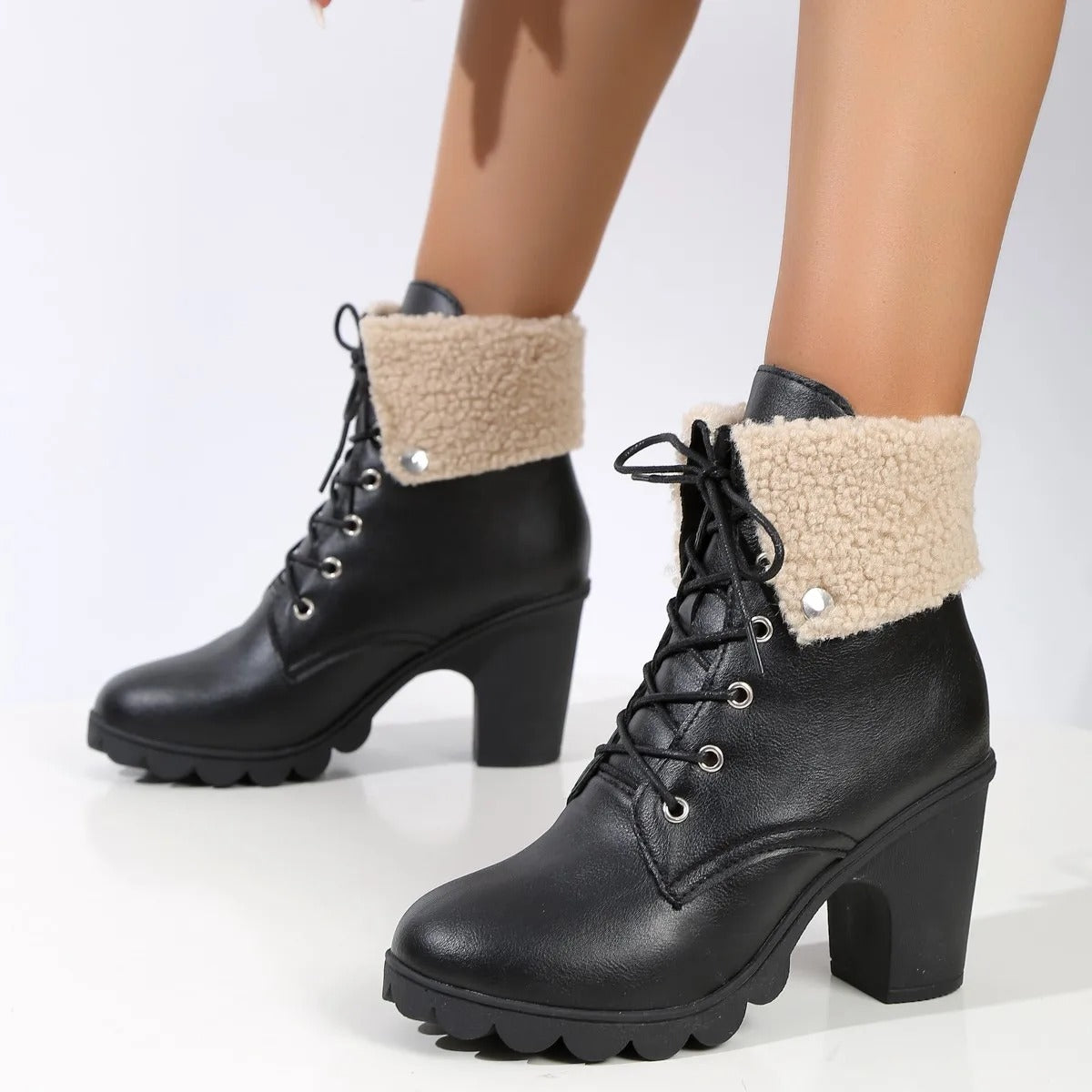 Winterstiefel Damen mit Absatz und Futter | Warm