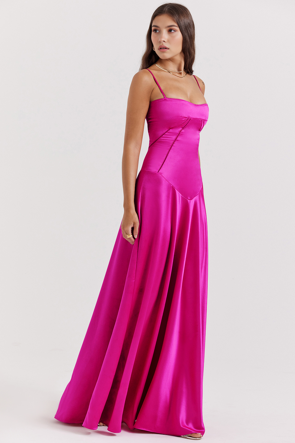 Khia - Satin Bustier Dress With Adjustable Straps