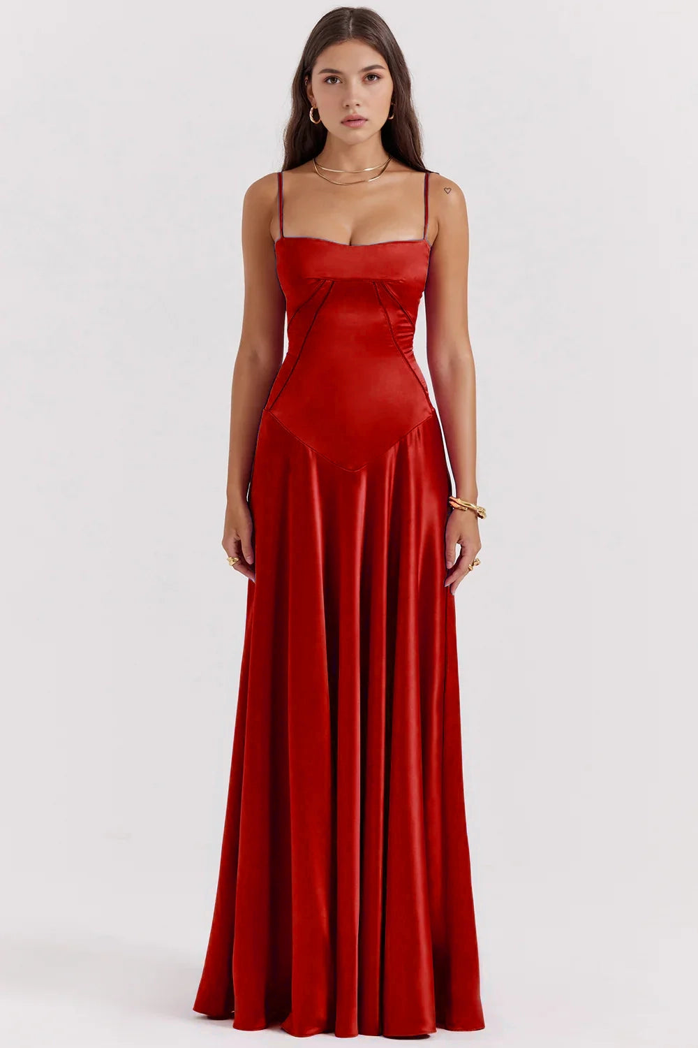 Khia - Satin Bustier Dress With Adjustable Straps