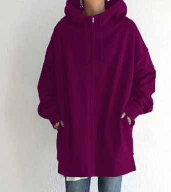 Damen Lässige Kapuzenjacke | Mit Reissverschluss