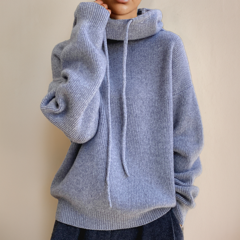 Damen Bequemer Strickpullover | Mit Kapuze