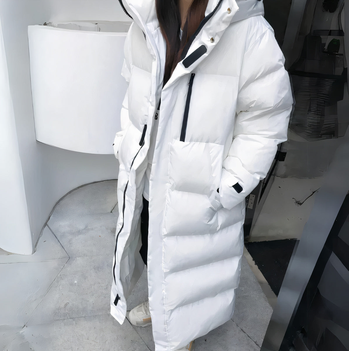 Damen Lange Winterjacke | Mit Kapuze