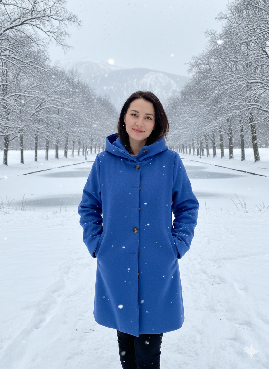 Damen Eleganter Wintermantel | Mit Kapuze