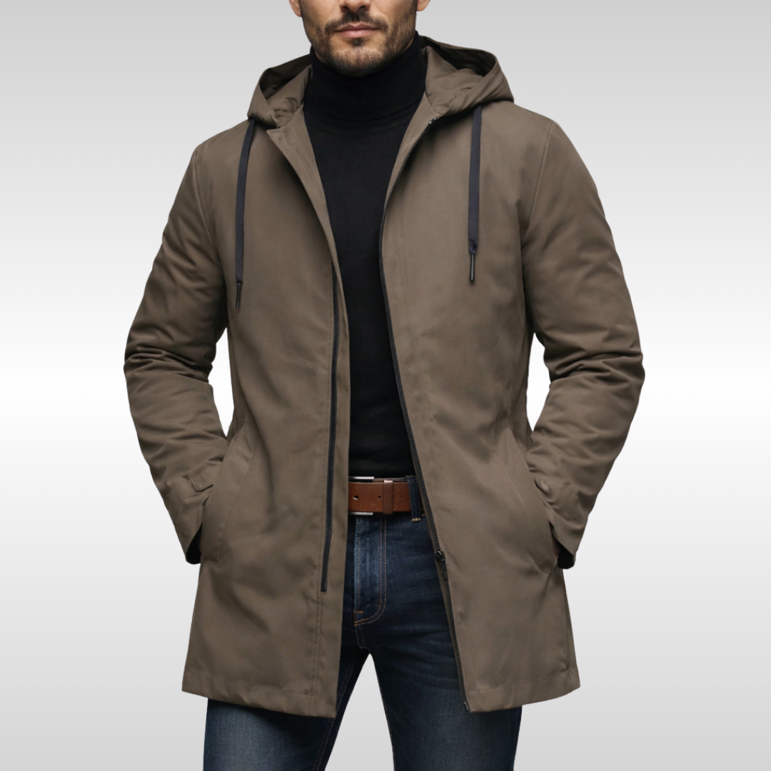 Herren Lange Übergangsjacke | Mit Kapuze