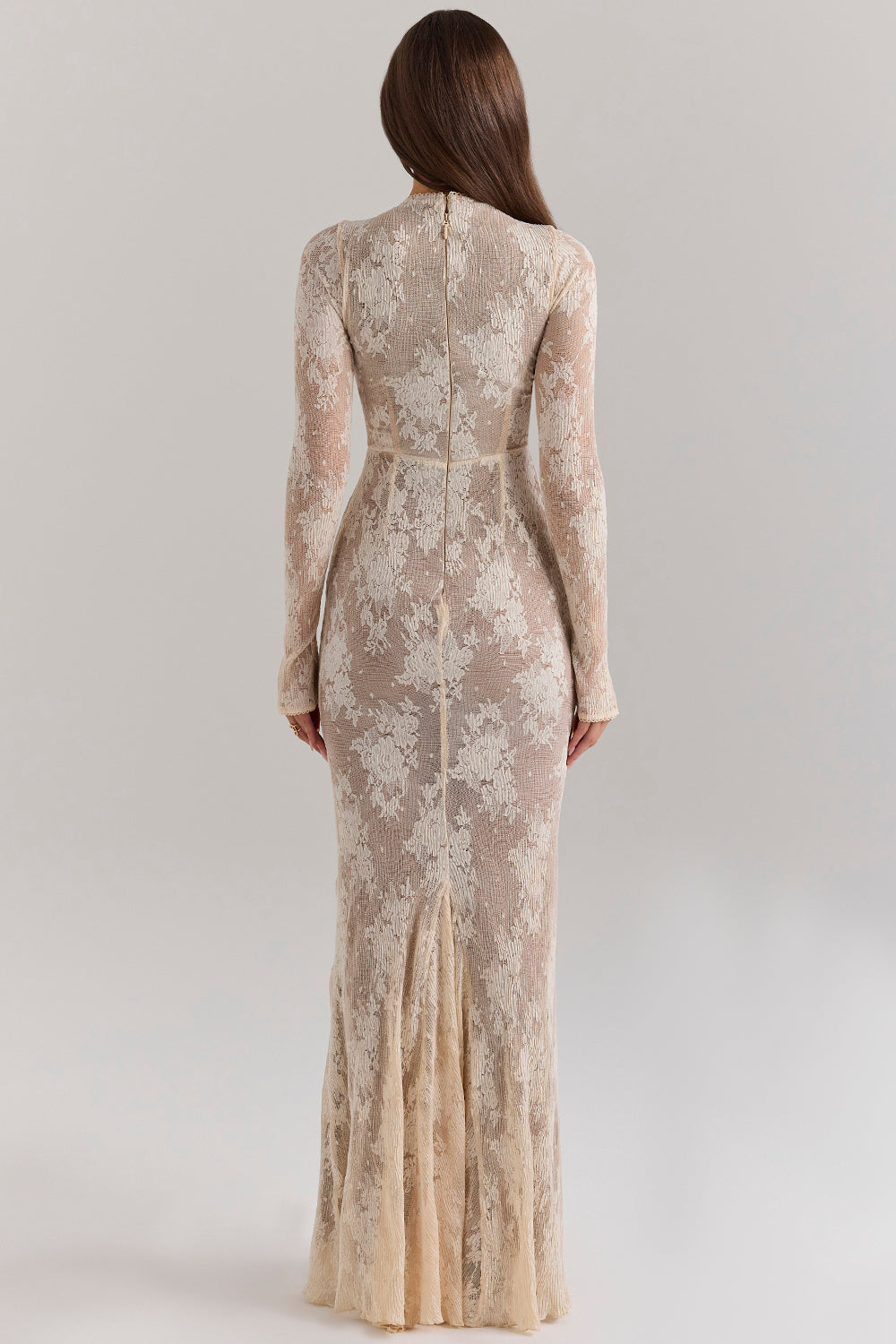 Aurevina - Vestido largo de encaje elástico