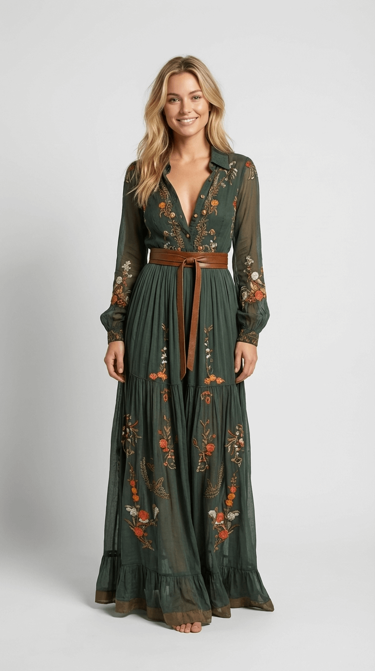 Camelisse - Vestido maxi bohemio para mujer