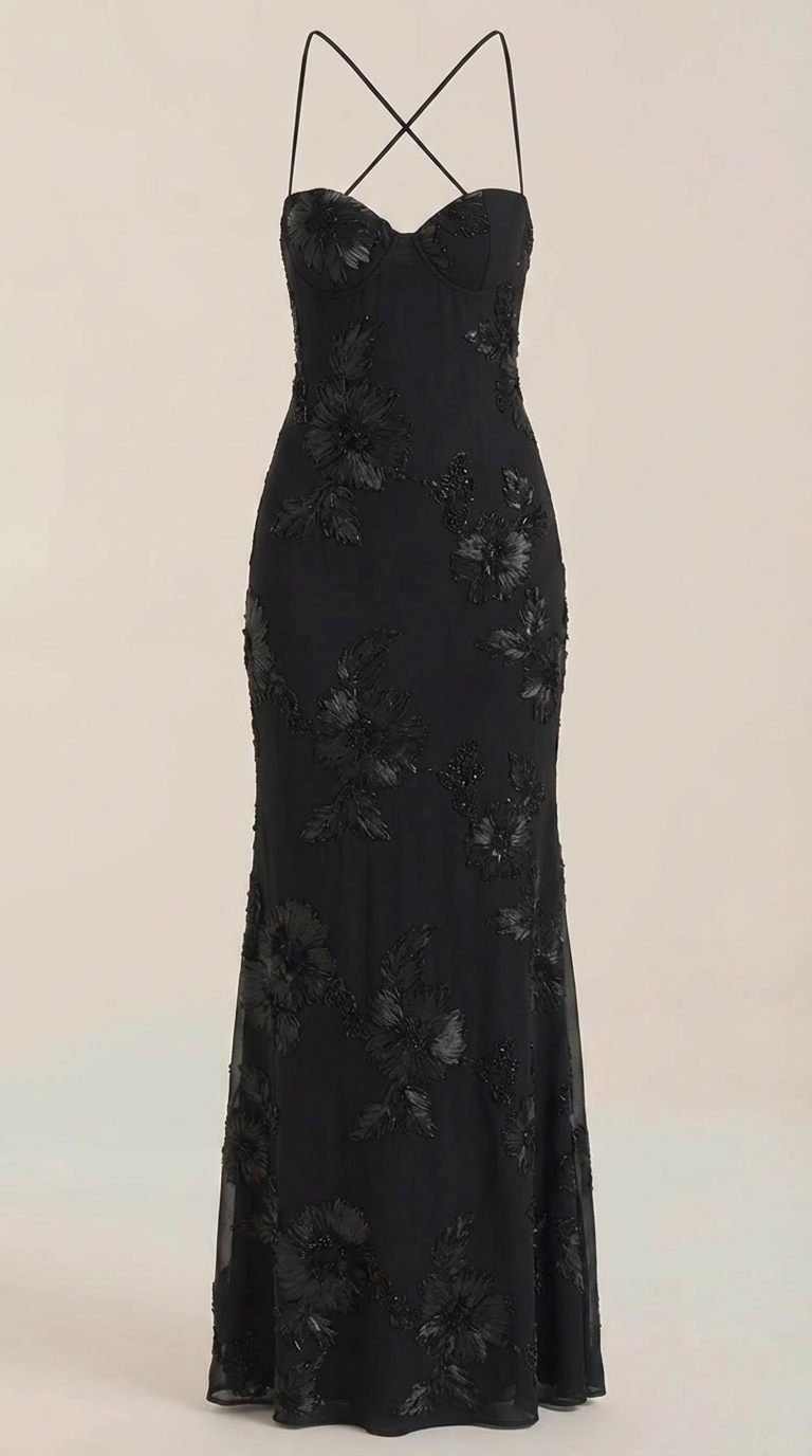 Aureliah - Corsé de flores vestido largo de noche