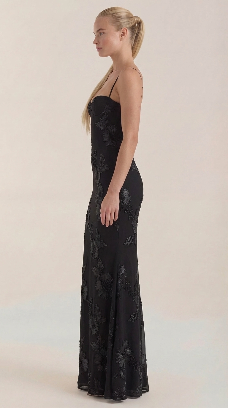 Aureliah - Corsé de flores vestido largo de noche