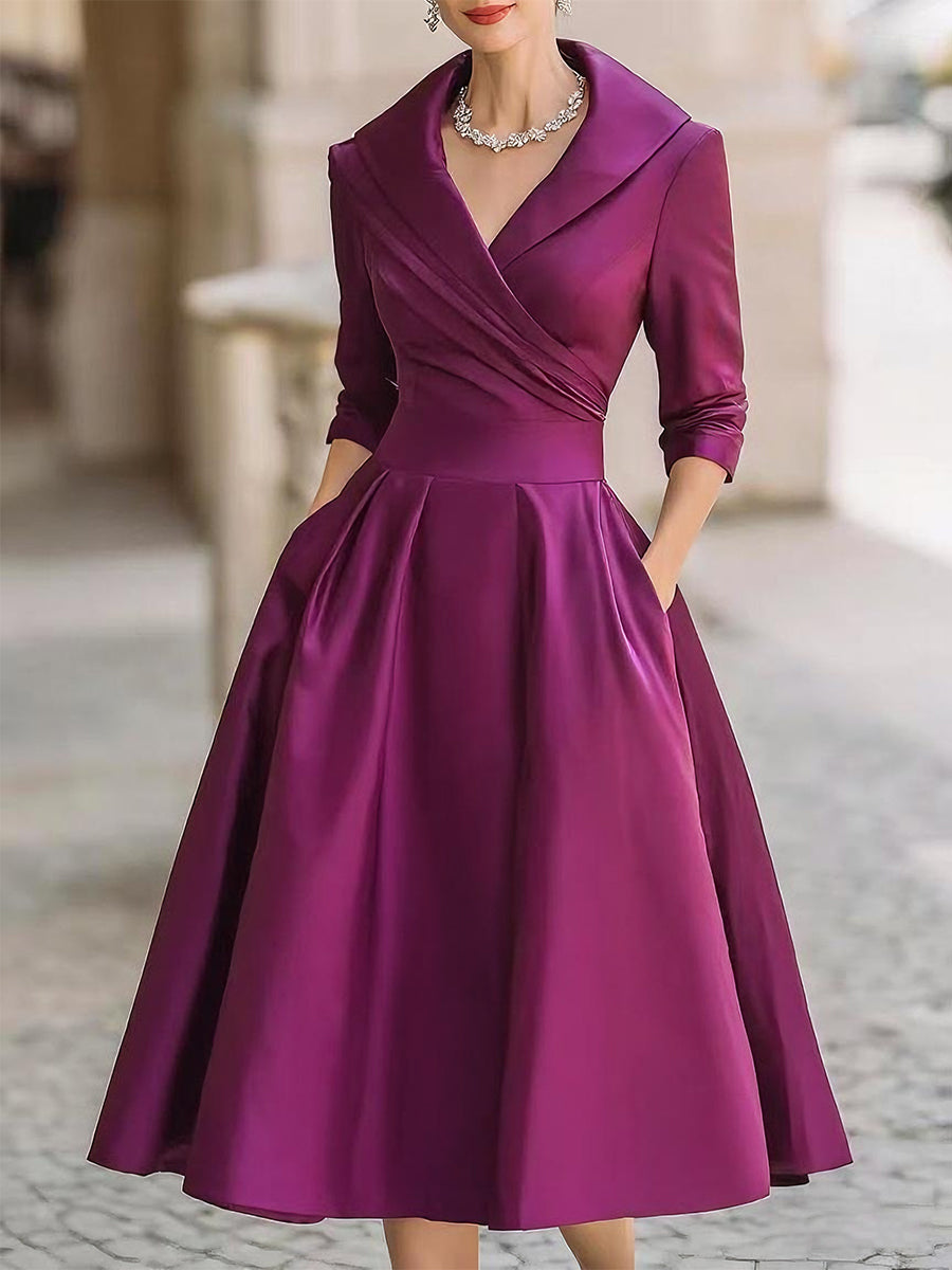 Soréline - Tailliertes Midikleid Mit Wickelkragen
